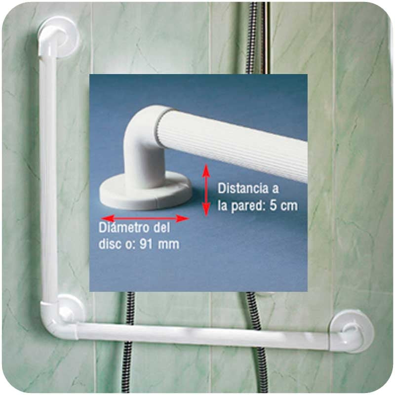 Apoio de Banho 61x61cm Ângulo 90ª Estriado Branco