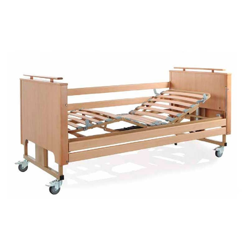 Cama Elétrica Elevável Madeira 'LOW' Barandilha Madeira — Tecnimoem