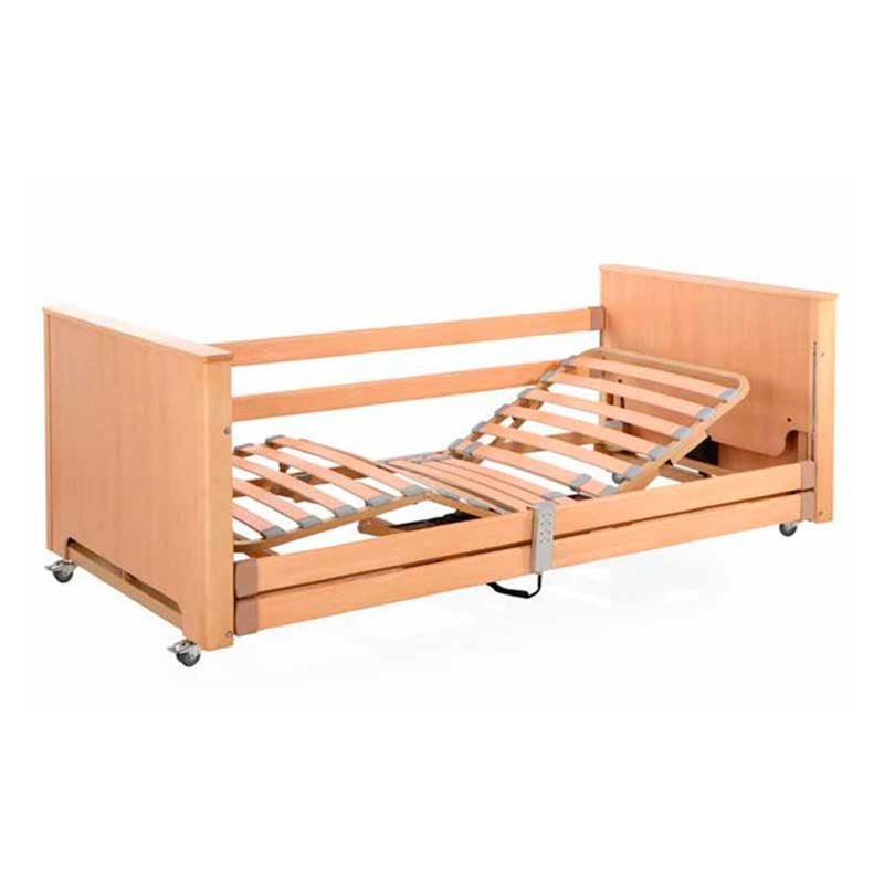 Cama Elétrica Elevável Madeira Baixa Barandilha Madeira — Tecnimoem